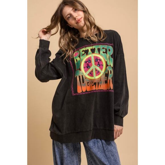 BLUE VELVET - Better Together Peace Graphic Sweatshirt - Picture 2 of 3